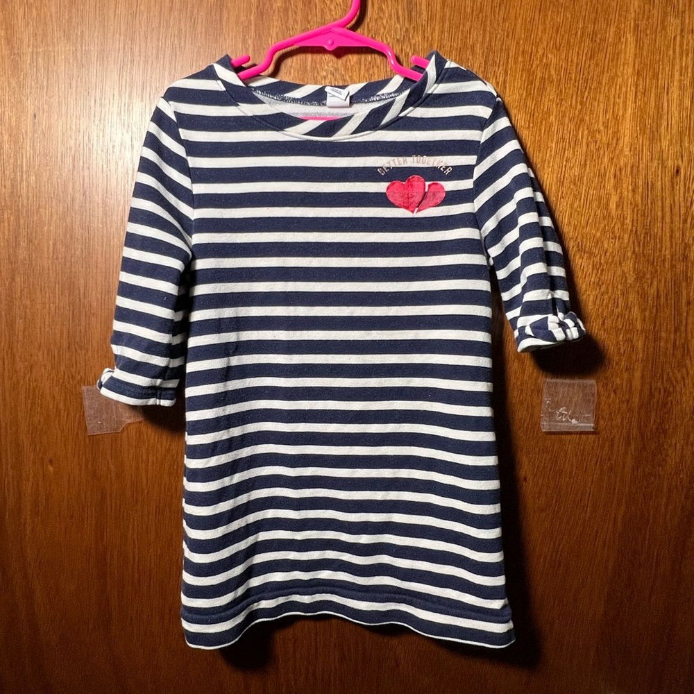 Old Navy 4T blue and white striped shirt dress